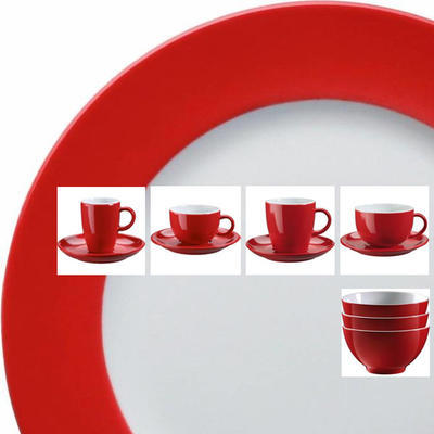 Dekorovaný porcelán Barista červený, podšálek káva/cappuccono - 15 cm