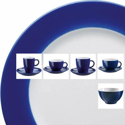 Dekorovaný porcelán Barista modrý, talíř hluboký - 22,5 cm