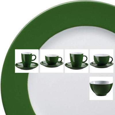 Dekorovaný porcelán Barista zelený, podšálek Jumbo/Latte - 17 cm