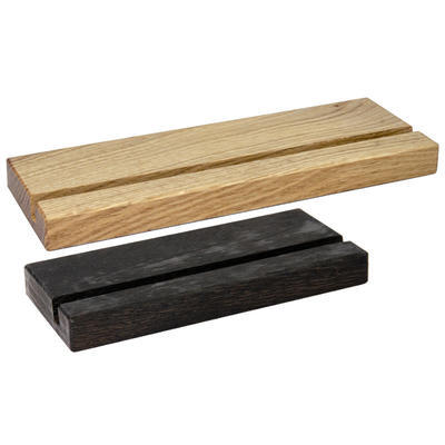 Podstavec dřevěný na desky s klipem, 17 x 8 x 2 cm - mořený tmavý - A5