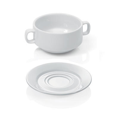 Šálek a podšálek na polévku s uchy, šálek polévkový - 0,26 l - 10 x 5,5 cm - 1