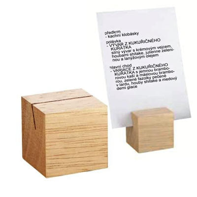 Stojánek na karty dřevěný, přírodní - 3 x 3 x 3 cm - 1