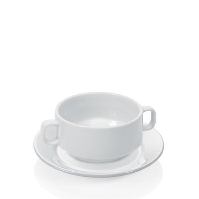 Šálek a podšálek na polévku s uchy, šálek polévkový - 0,26 l - 10 x 5,5 cm - 4